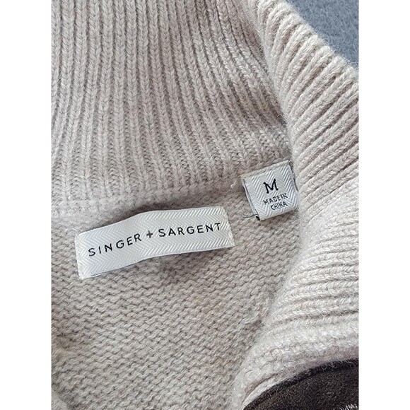 Singer + Sargent Sweater Mens Medium Gray 100% Merino Wool Henley Pullover - Picture 3 of 10